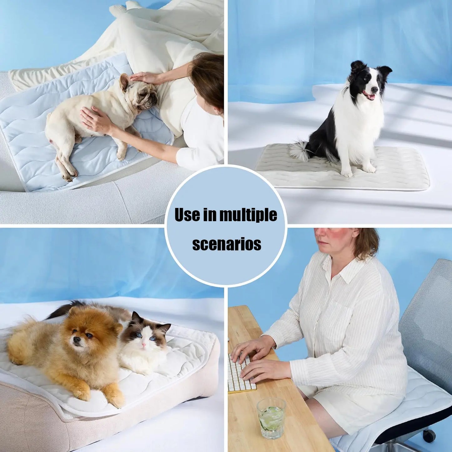 Cooling Pet Mat Eco-Friendly Cooling Pad for Large Dogs Pet Owners Pet and Cat House Use in Crate Tunk Camping Outdoors Portable Machine Washable Durable without Gel Outdoor Activities Summer Extra Large Pad for Small Big Dogs Cats
